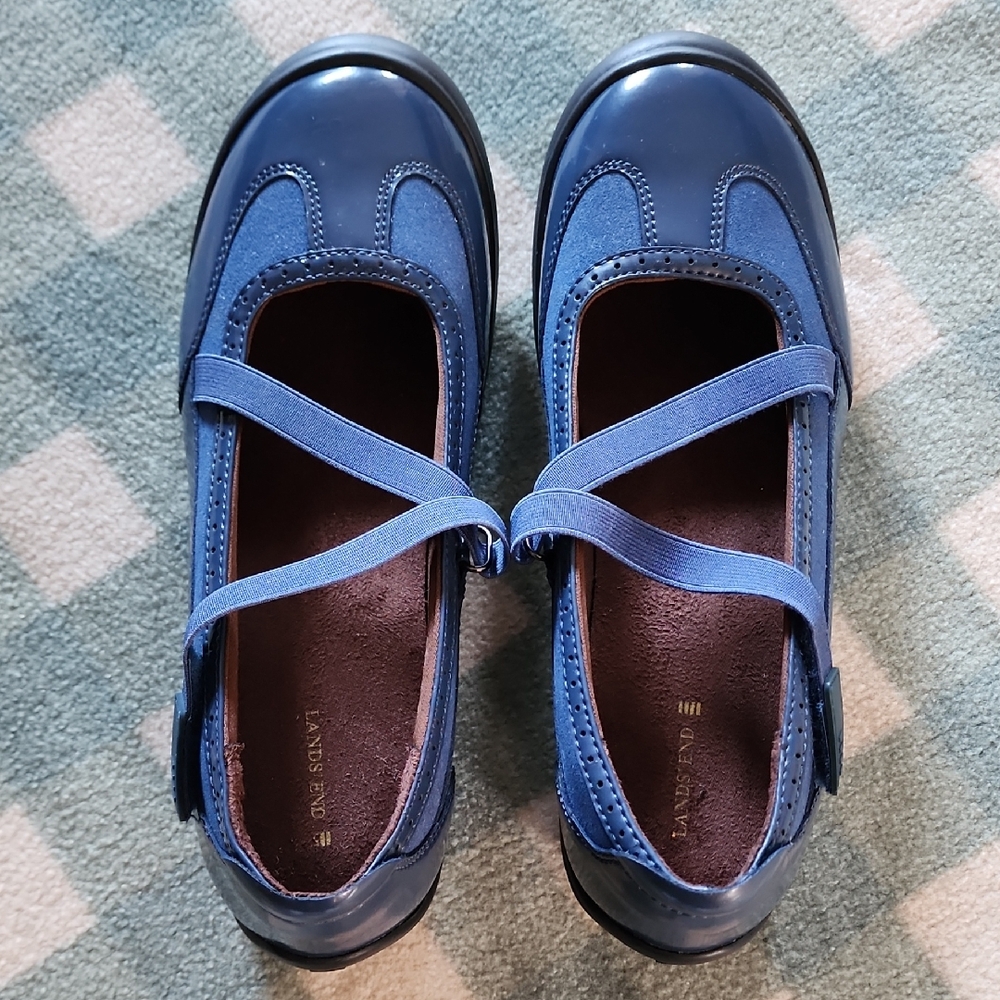 Lands' End Blue Mary Jane Flats